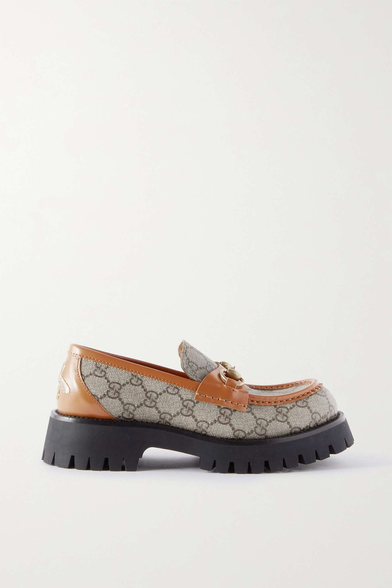 Harald embroidered leather-trimmed coated-canvas platform loafers - 1
