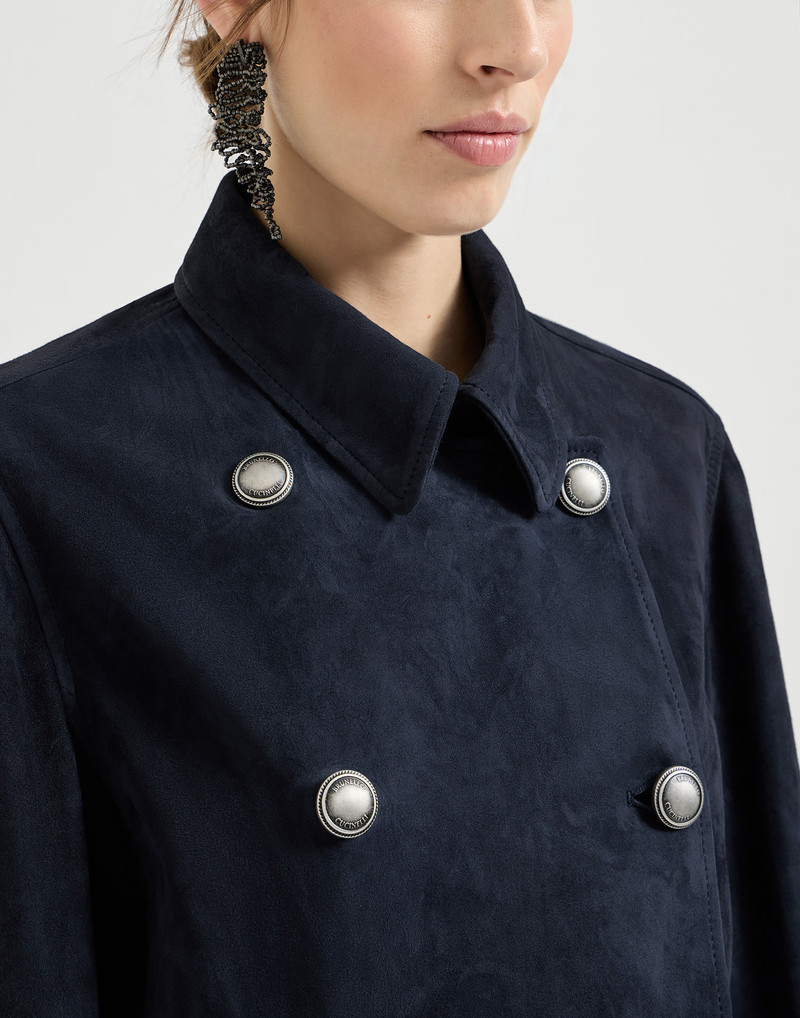 Couture suede cropped pea coat with monili 4