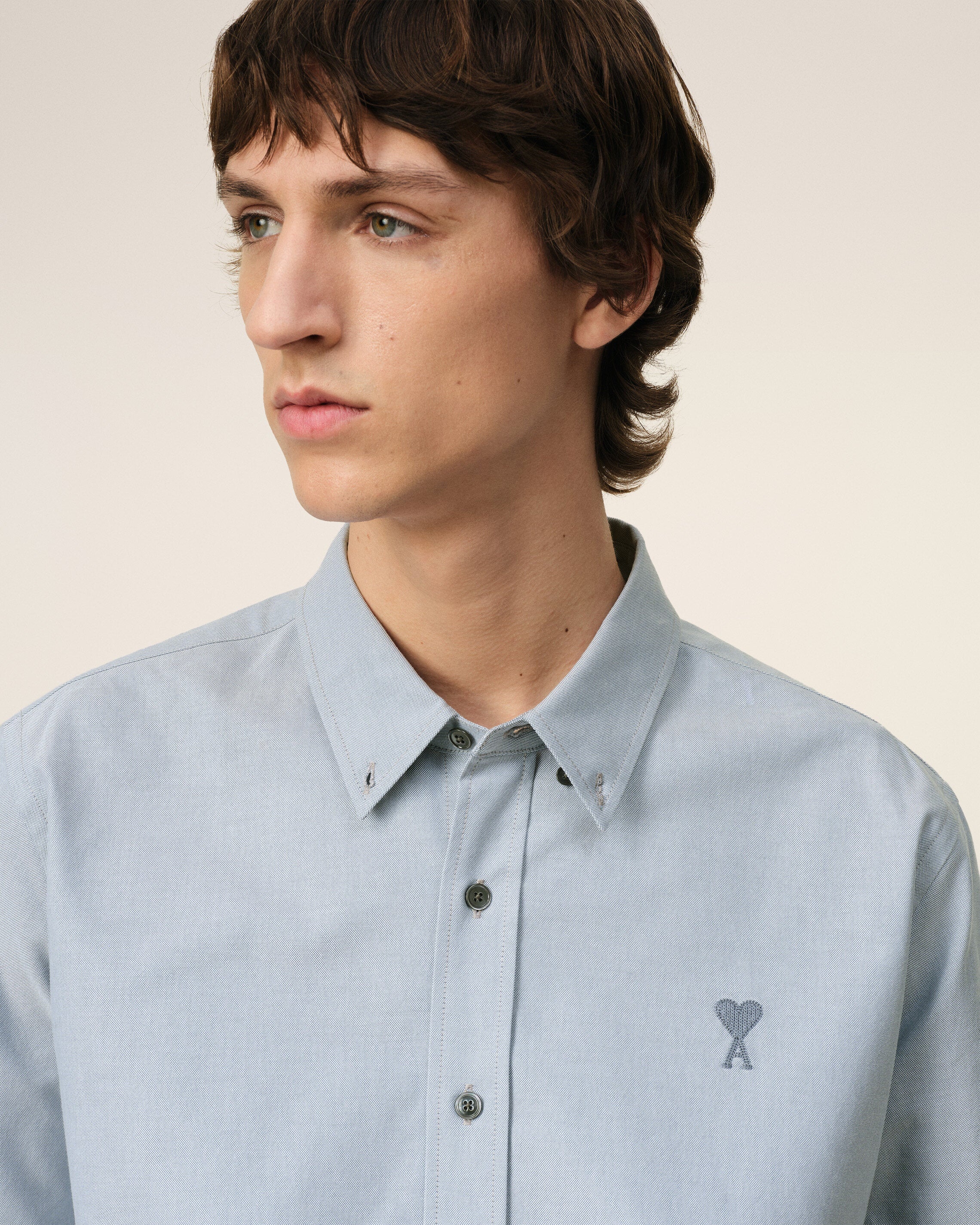 BLUE COTTON BUTTON-DOWN AMI DE CŒUR SHIRT - 4