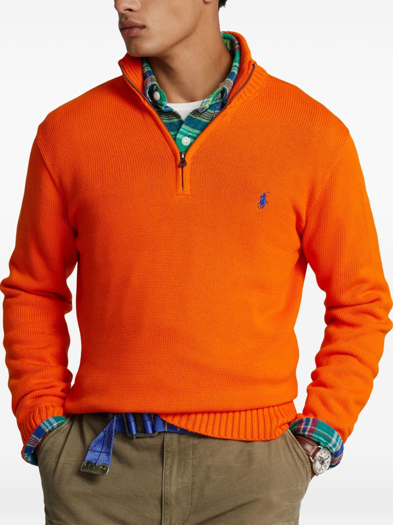 quarter-zip embroidered-logo sweater 3