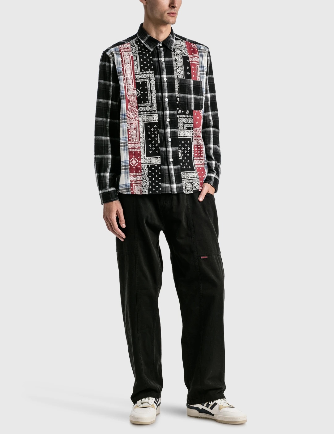 VERTICAL PANELLED REGULAR COLLAR BIG SHIRT - 5
