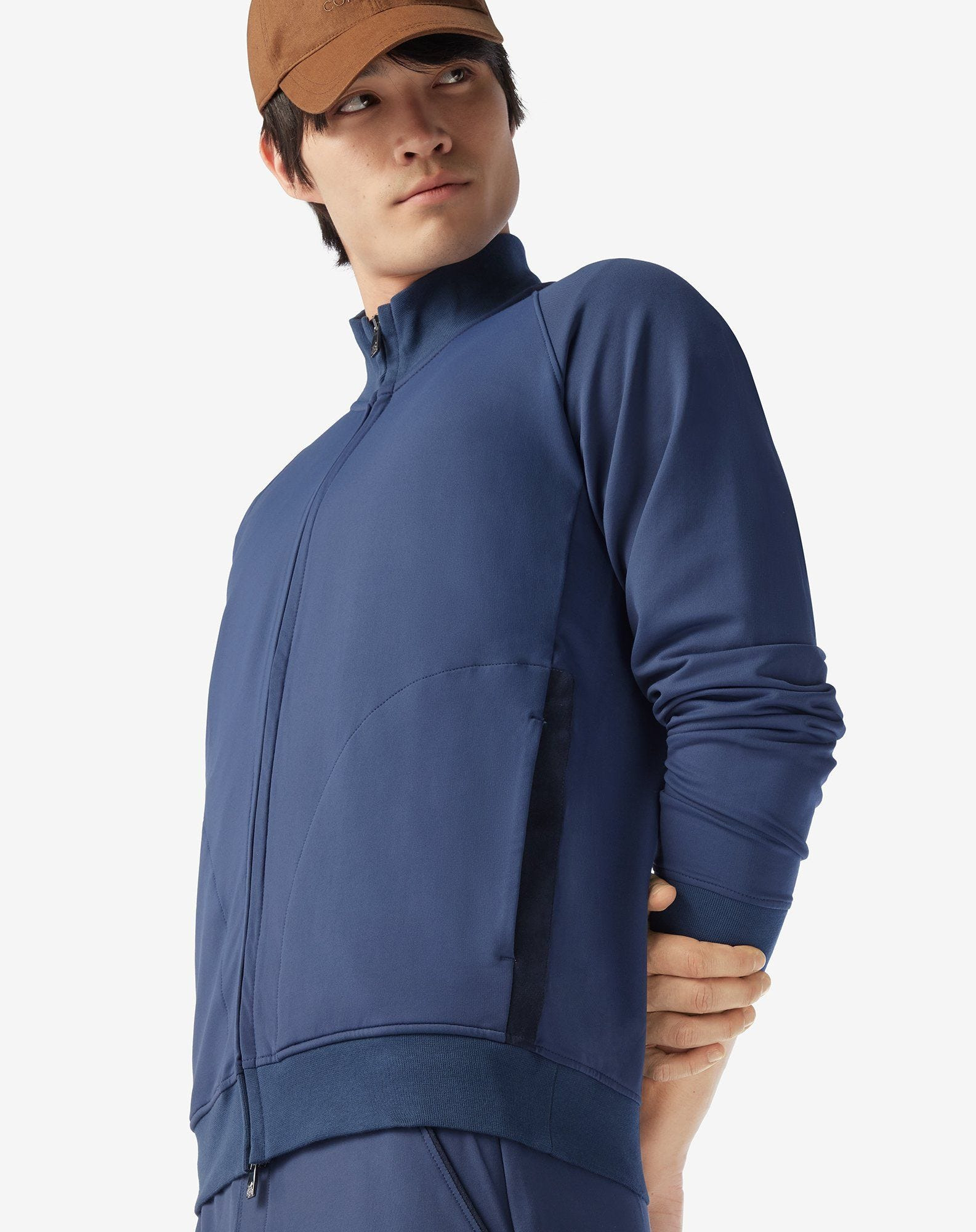 Denim blue stretch cotton and nylon sweatshirt - 5
