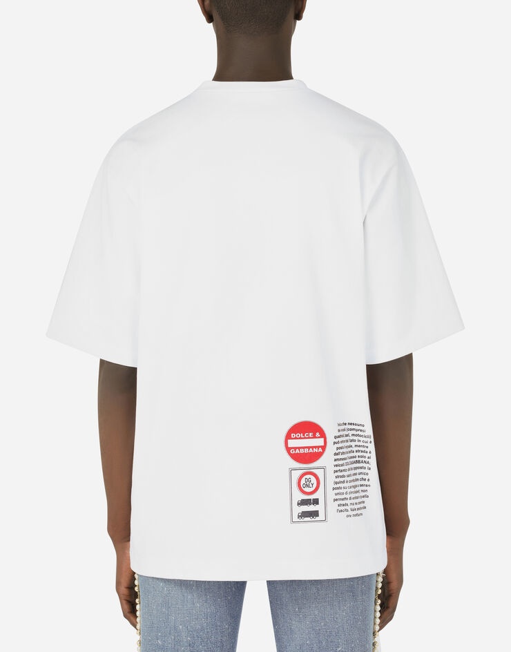 Cotton T-shirt with road-sign print - 2