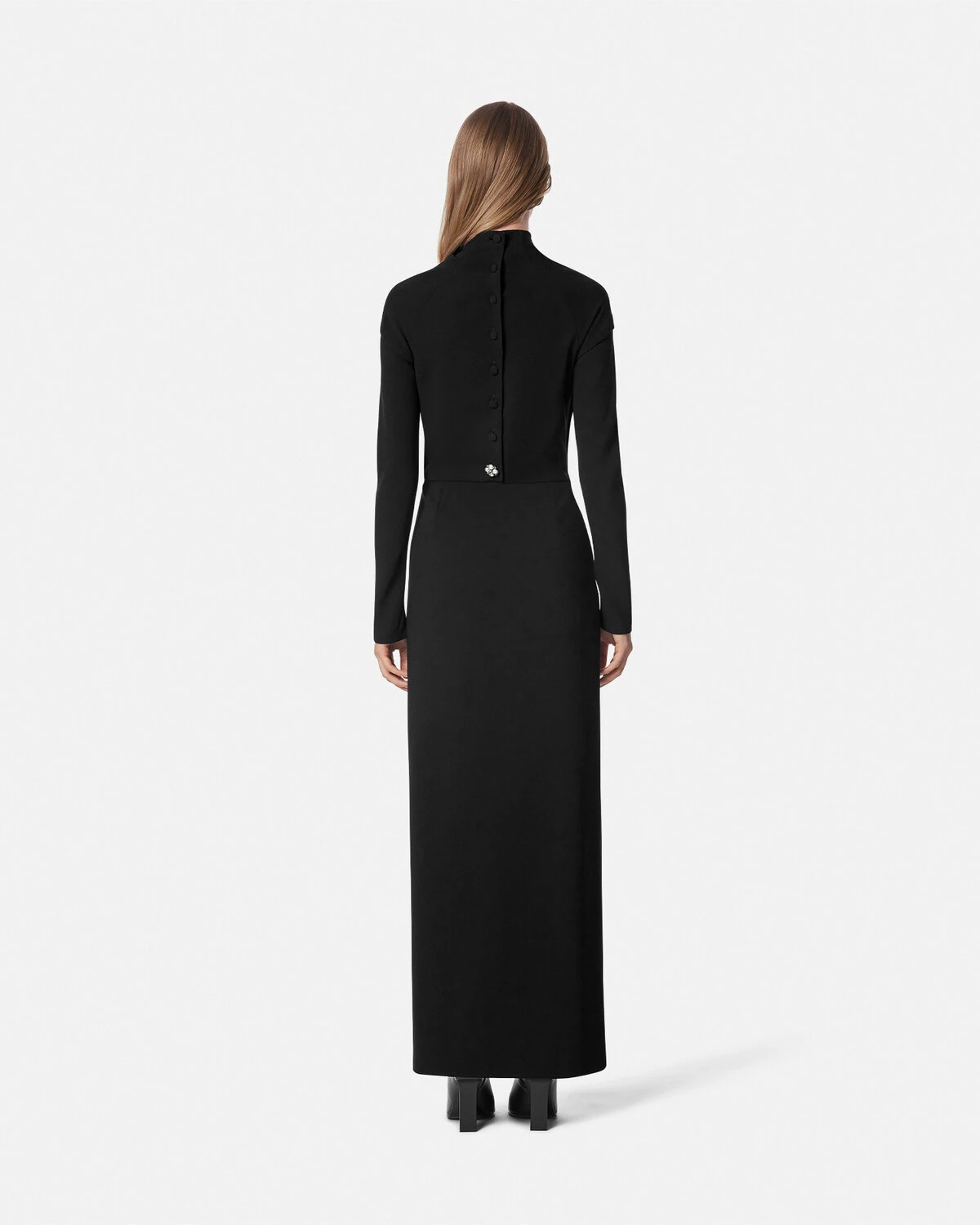 Cady Draped-Neck Slit Gown - 5