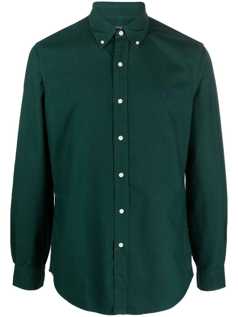 embroidered-logo long-sleeve shirt 1
