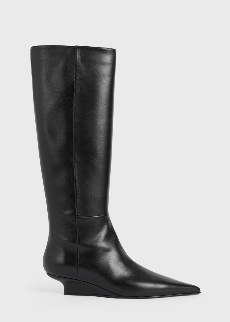 Sharp leather knee-high boots black - 1