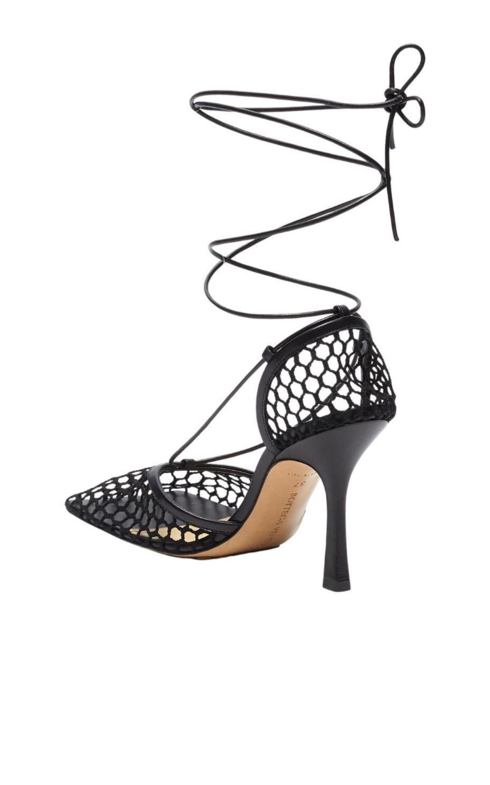 Fishnet Mesh Leather Sandal - 3