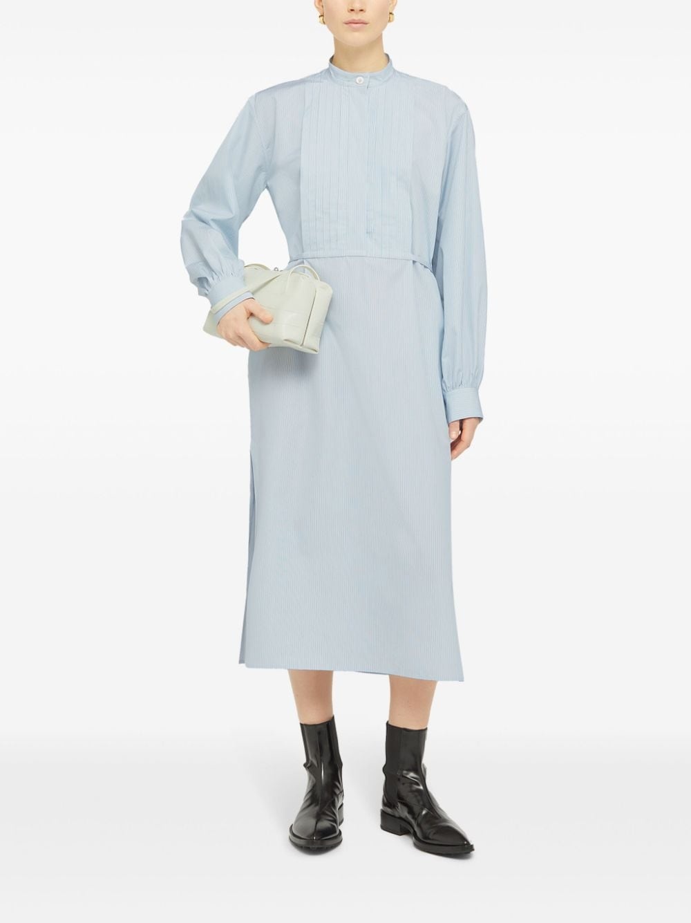 long-sleeve cotton midi dress - 2