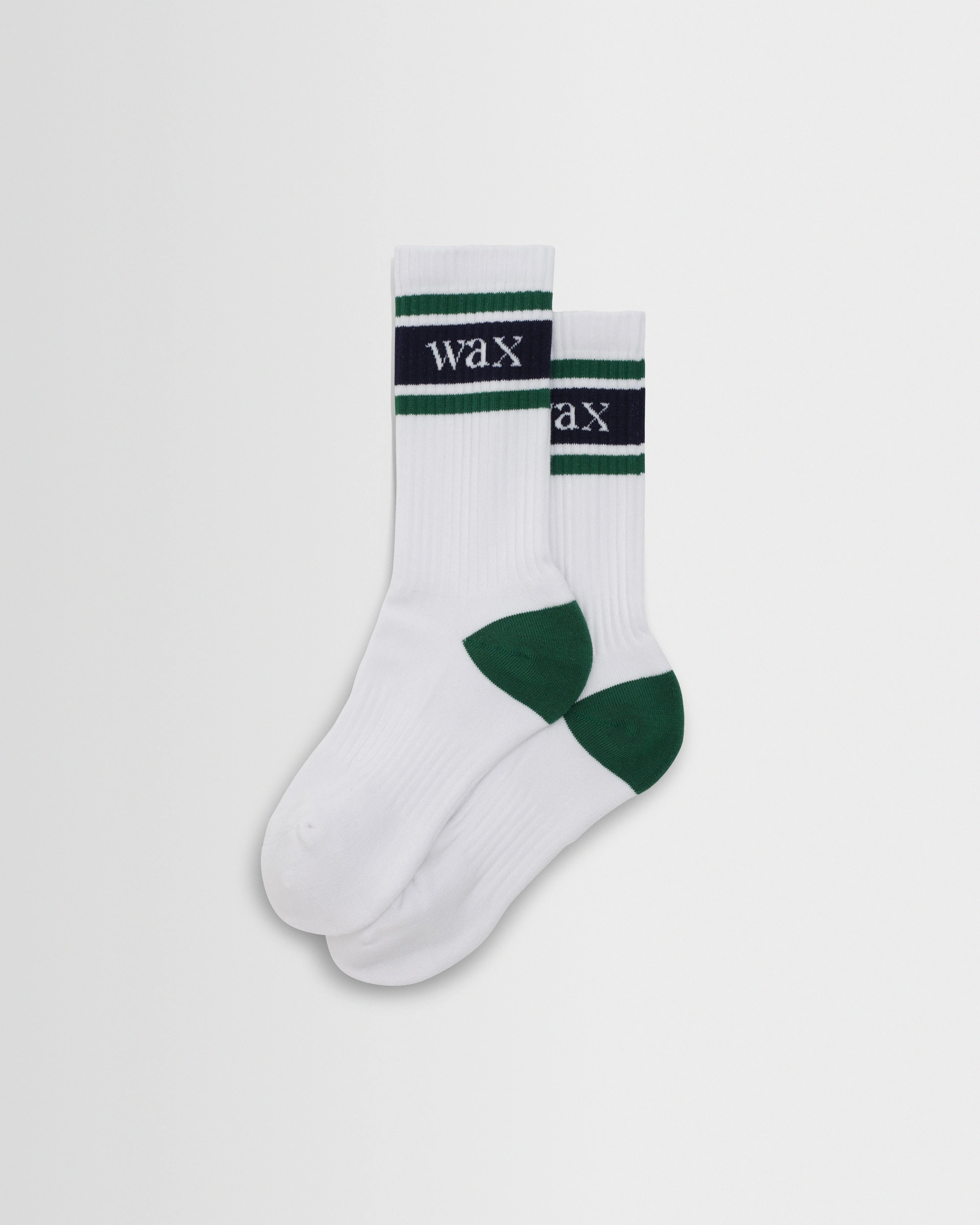 Thorpe - White And Green Branded Stripe Socks - 1