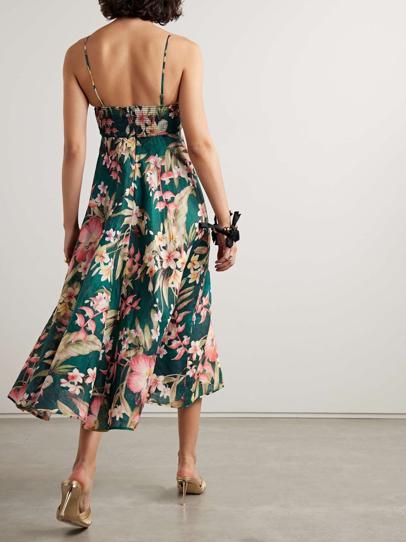 Lexi strapless floral-print linen midi dress - 3