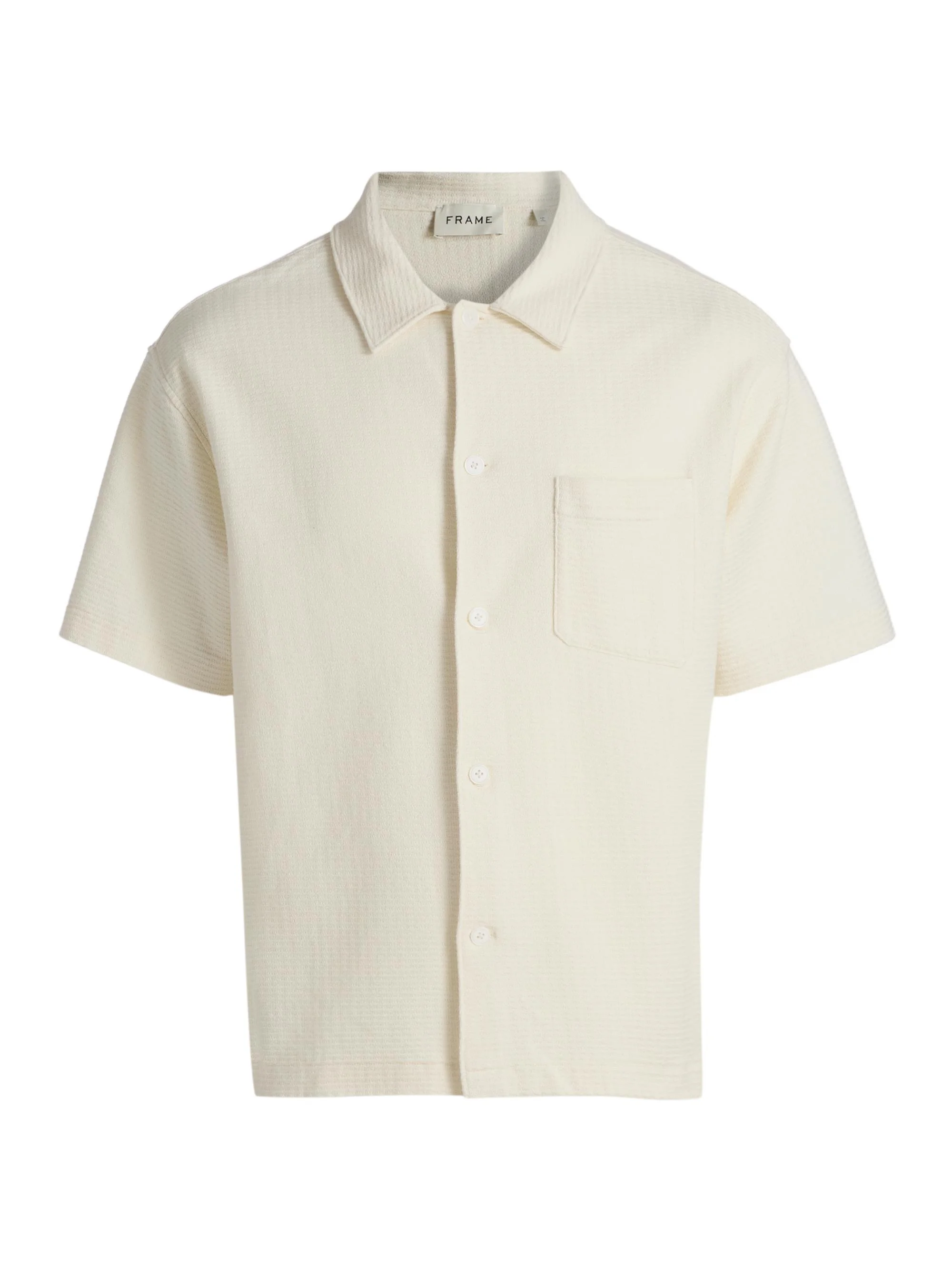 Men's Jacquard Cotton Short-Sleeve Shirt - Cream - 1