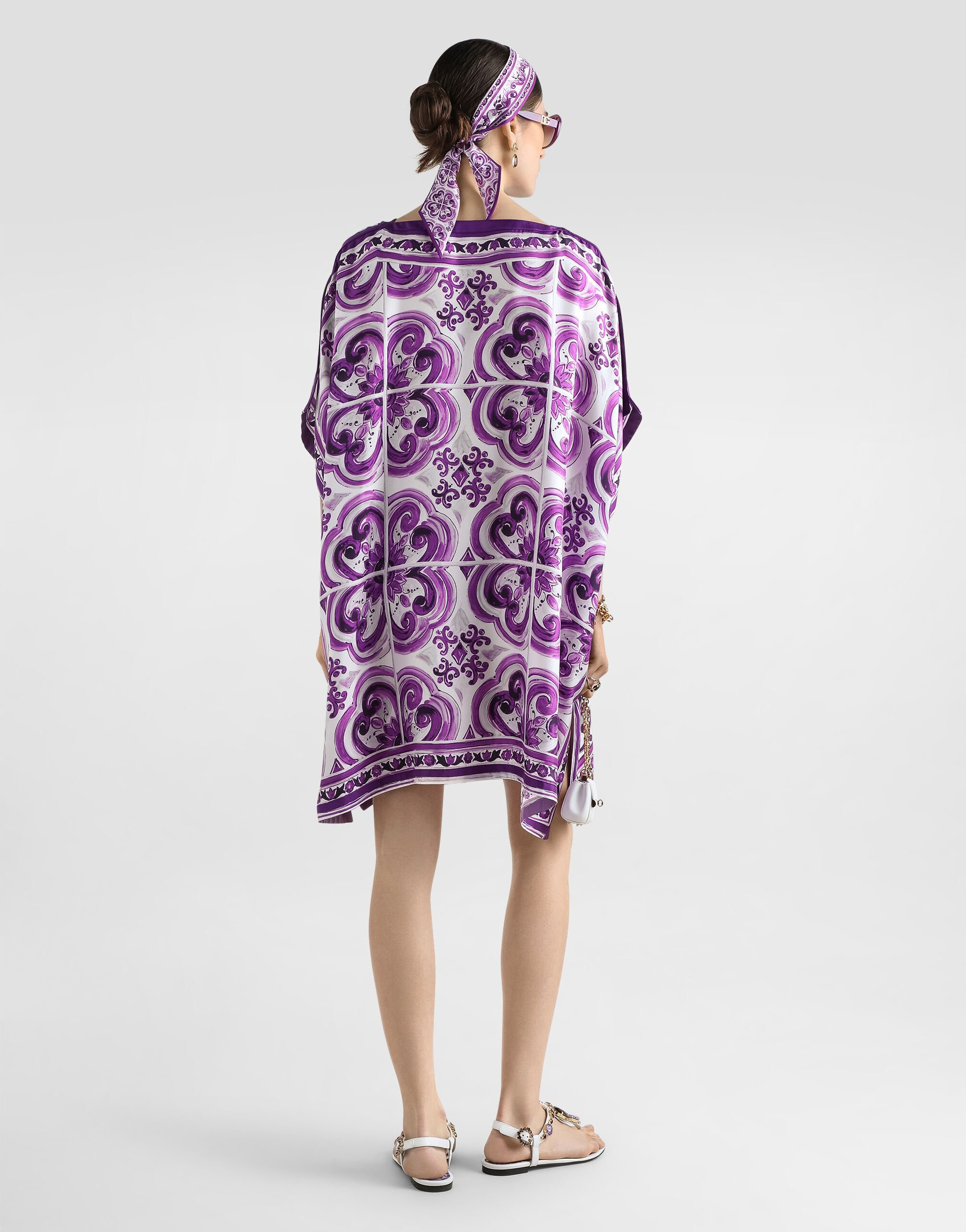 Majolica-print twill caftan - 3