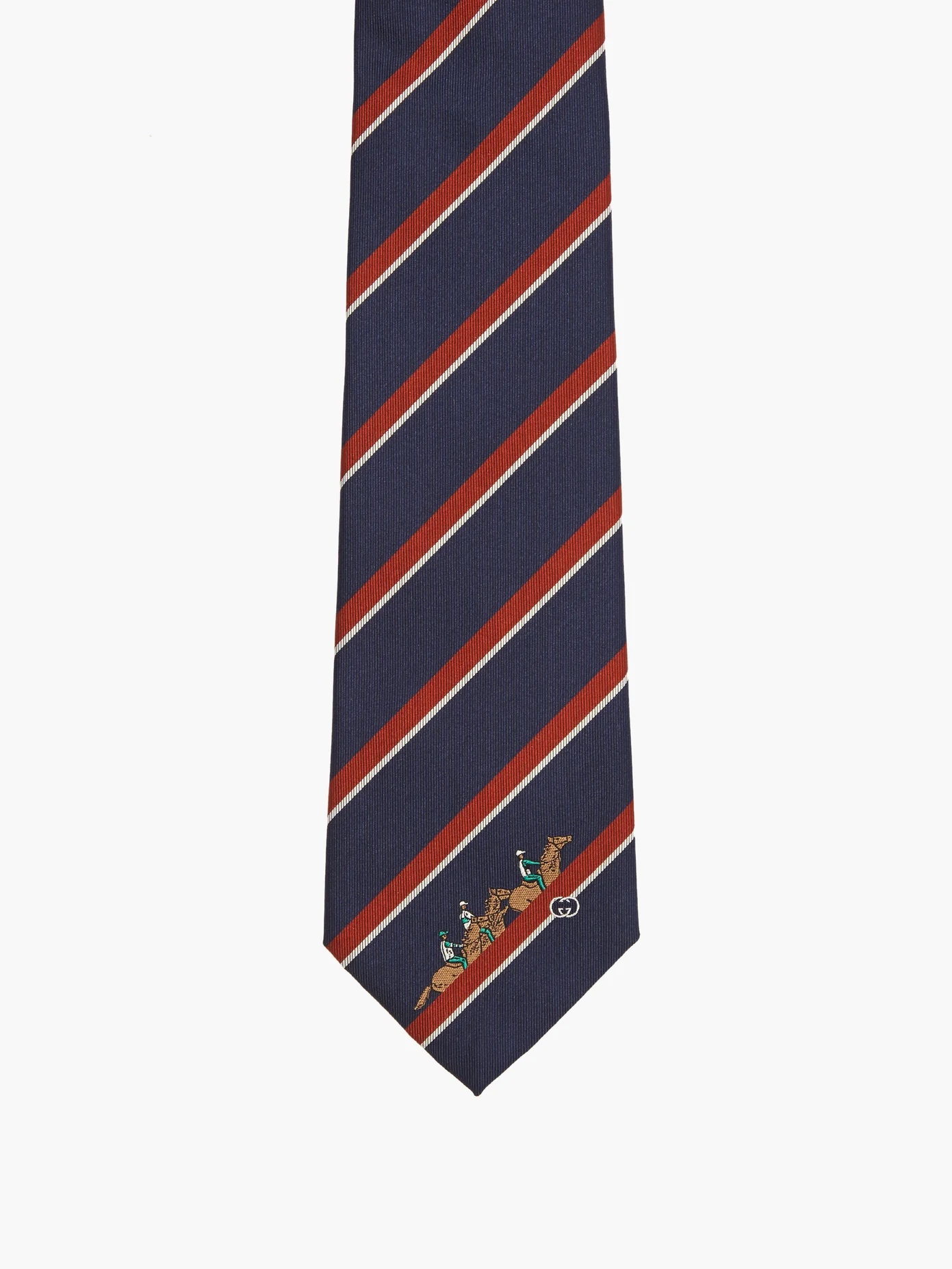 Racing horse striped-jacquard silk-twill tie - 3