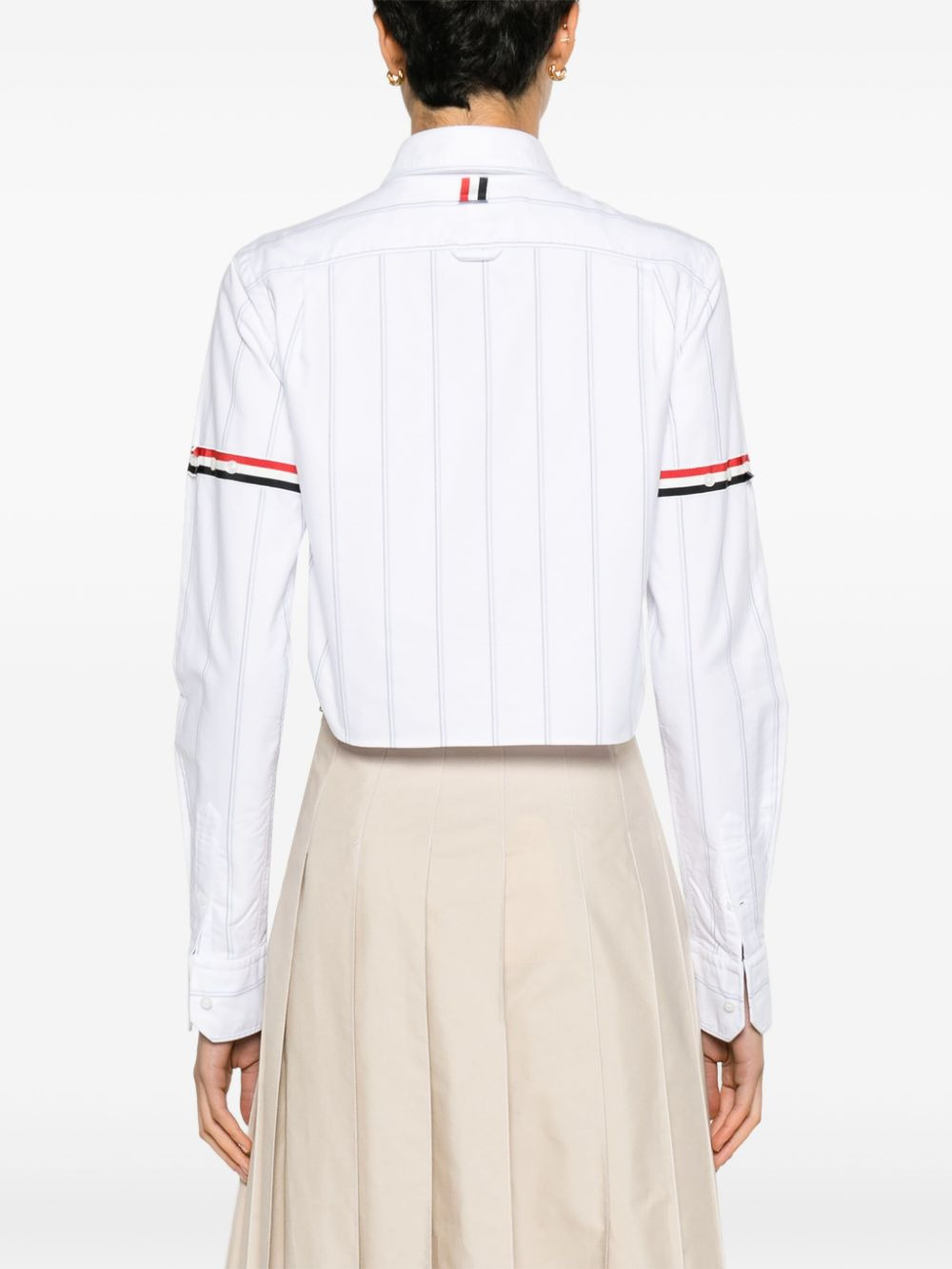 Stripe Oxford Armband Cropped Shirt - 4