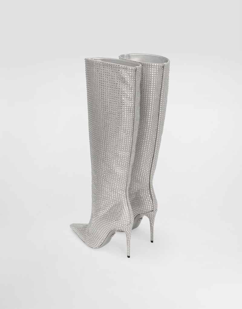 Dolce & Gabbana Satin boots with fusible rhinestones outlook
