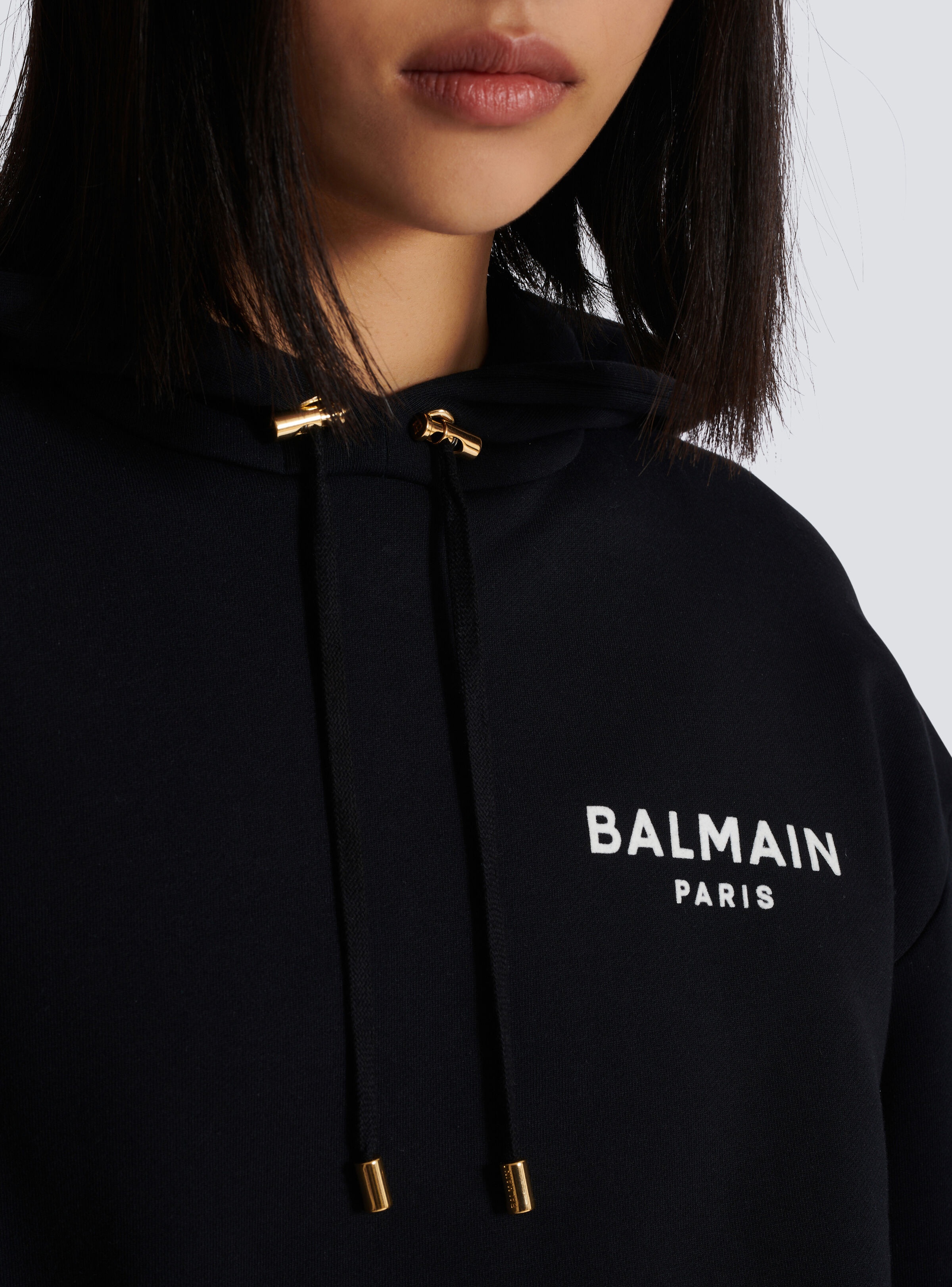 Flocked Balmain Paris hoodie - 8