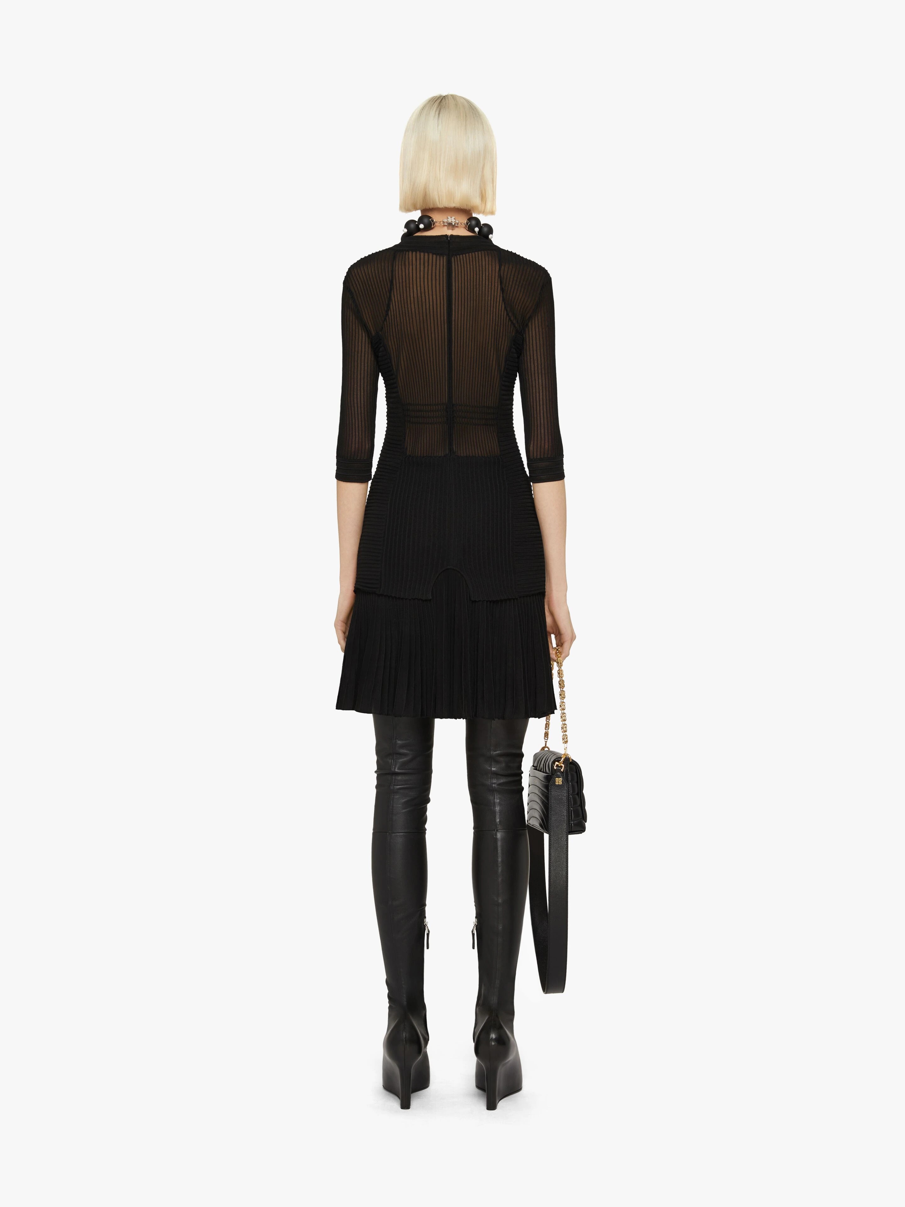 DRESS IN TRANSPARENT KNIT WITH OVERLAPPED EFFECT - 4