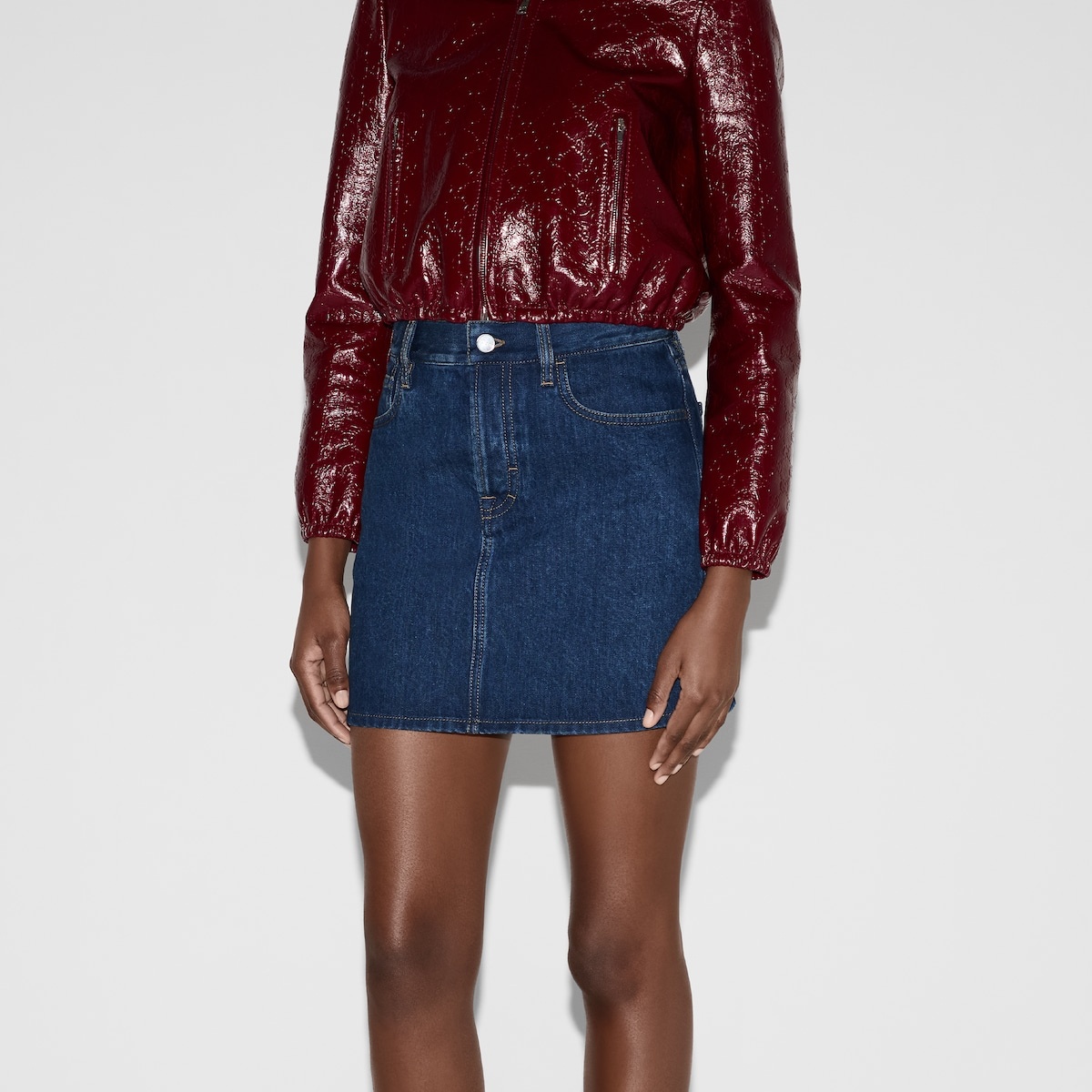 Regular denim skirt with laser logo - 3