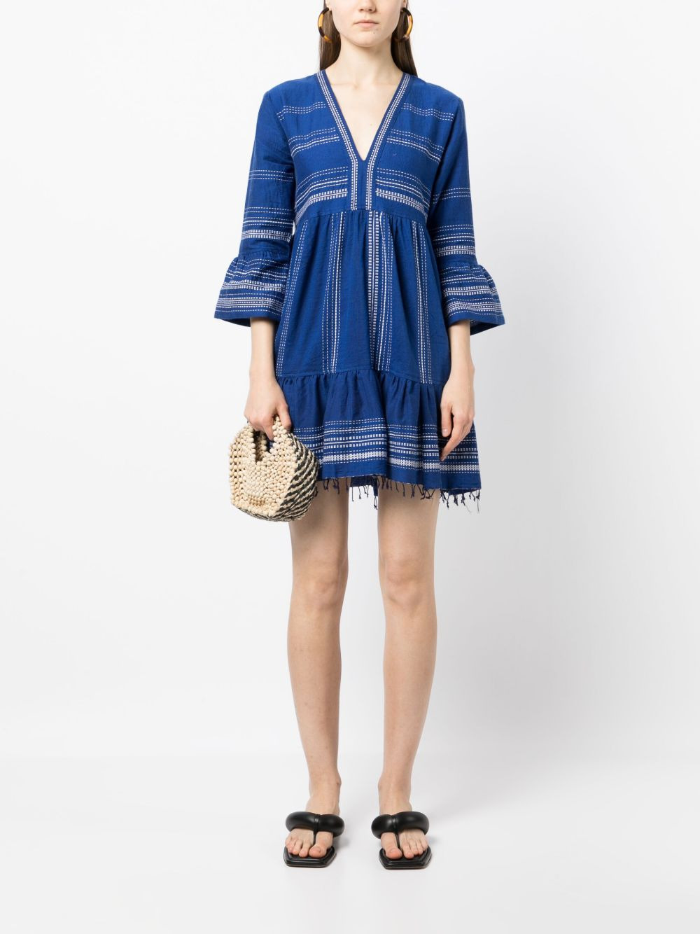frayed-hem cotton dress - 2