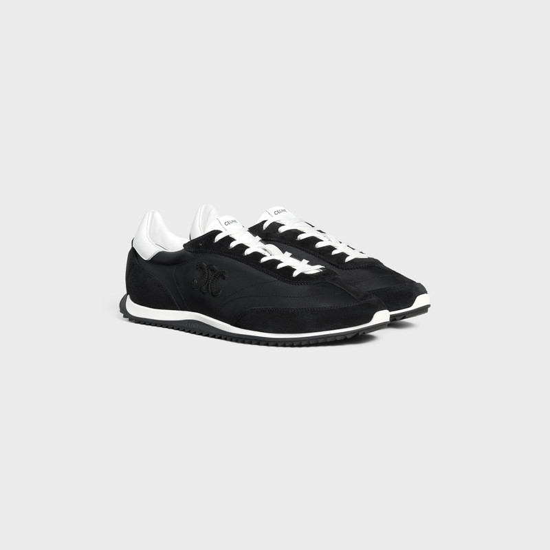 CELINE RACER LOW LACE-UP SNEAKER WITH TRIOMPHE IN NYLON, SUEDE CALFSKIN AND CALFSKIN 2