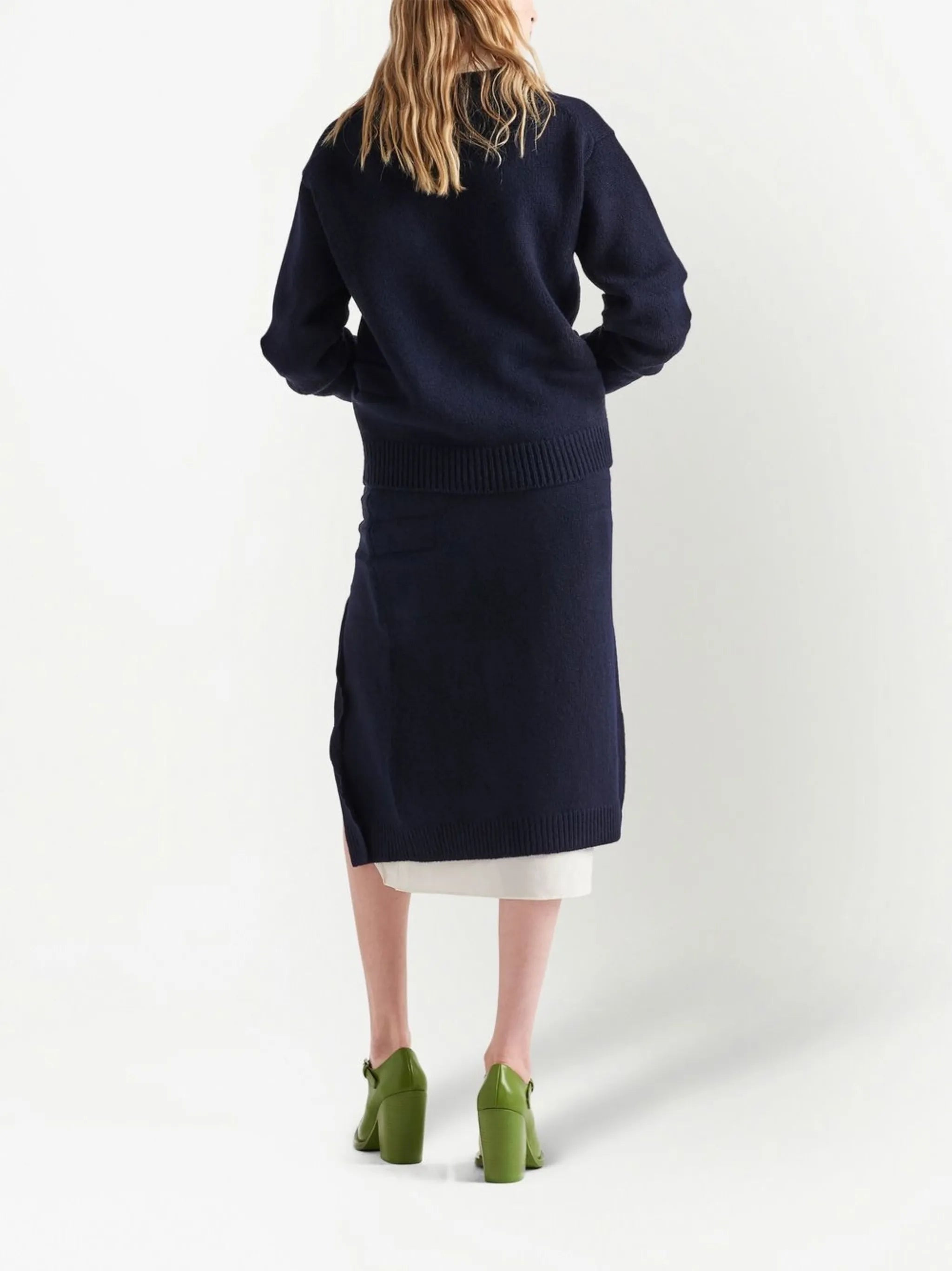 side-split wool-cashmere skirt - 3