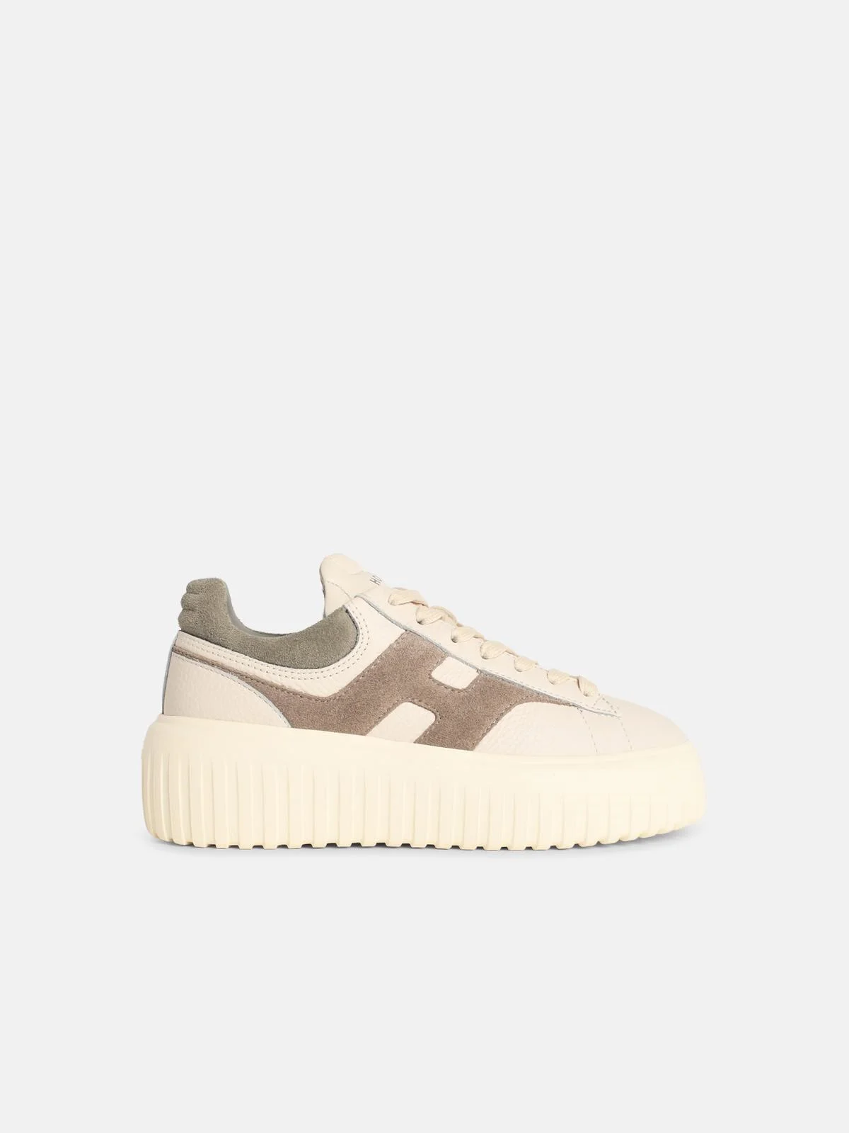 'H-STRIPES' BEIGE LEATHER SNEAKERS - 1