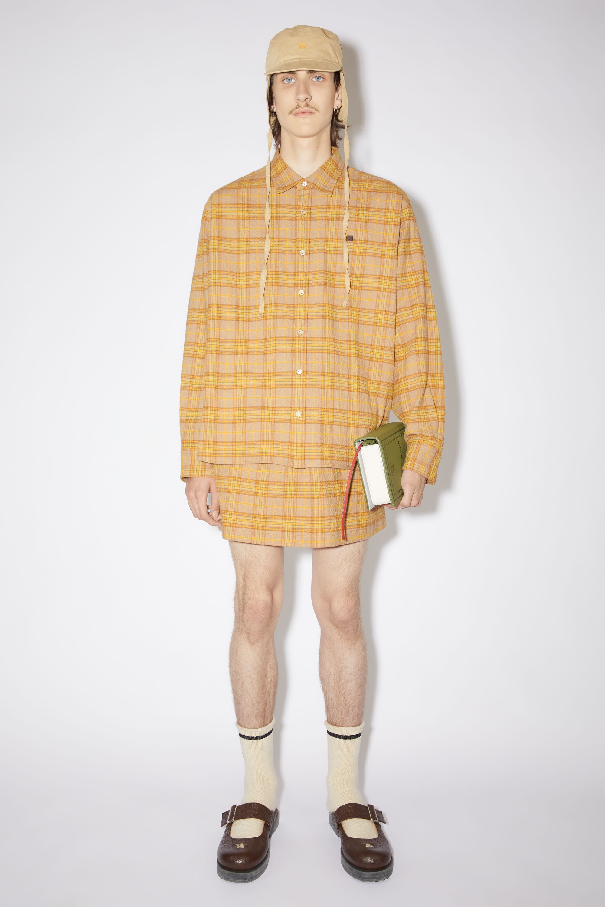 Acne Studios Check flannel button-up shirt - Brown/orange | REVERSIBLE