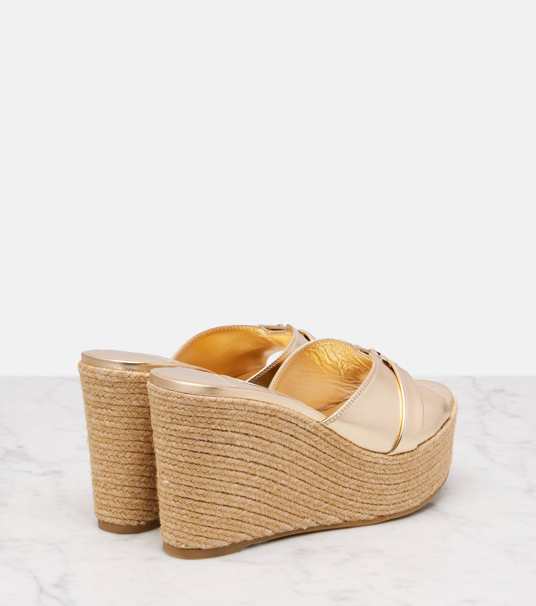 Leda 100 leather platform wedge sandals - 2