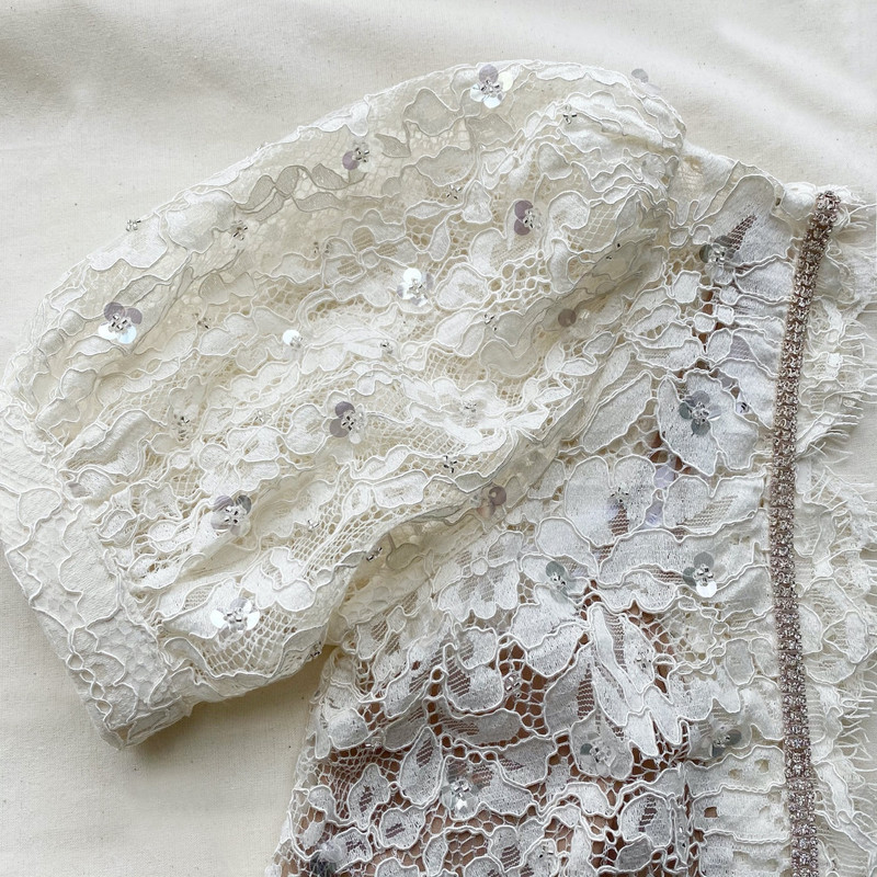 Cream Embellished Tiered Dress 4