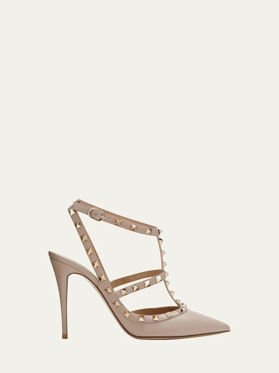 Roman Stud Pointed Caged Pumps - 1