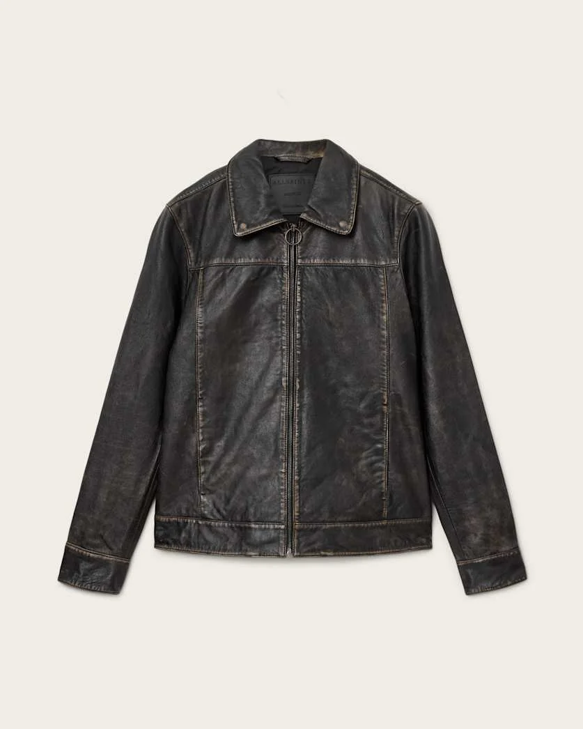 ALKAN ZIP UP TWO TONE LEATHER JACKET - 1