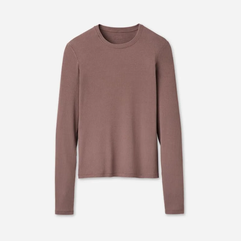 ® Women's Aidelene Long Sleeve Rib Tee Tops in Allspice - 1
