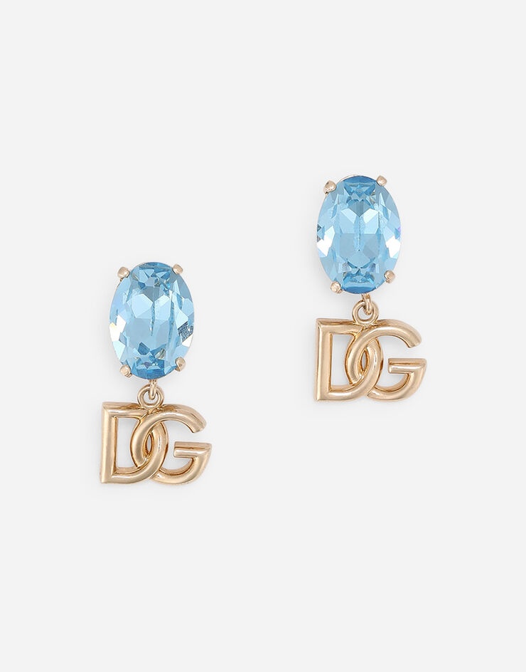 Drop earrings with rhinestones and DG logo - 1