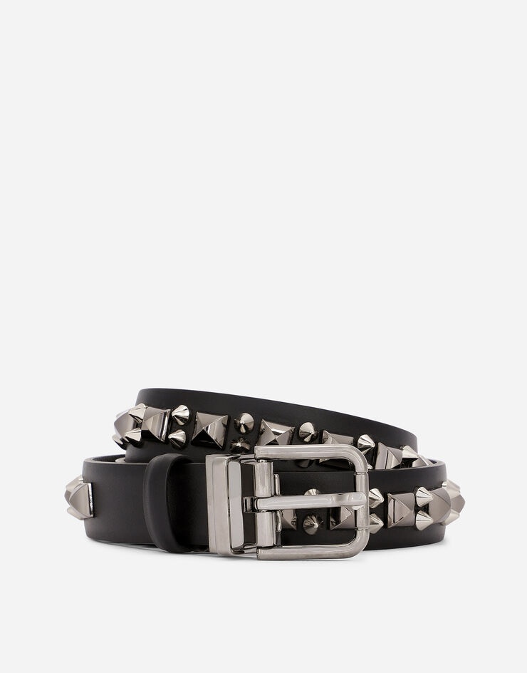 Calfskin nappa belt with studs - 1
