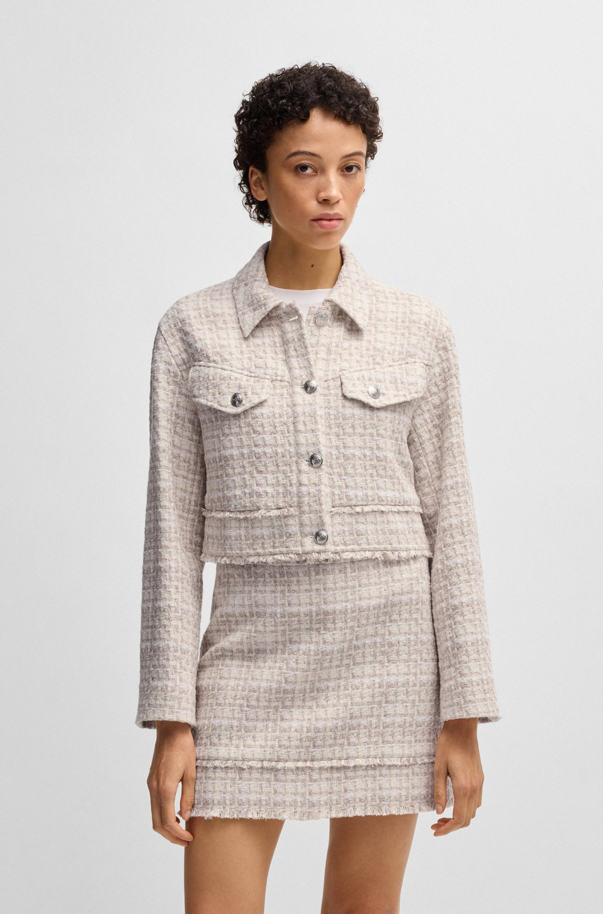 CROPPED TWEED JACKET WITH METALLIC BUTTONS - 2