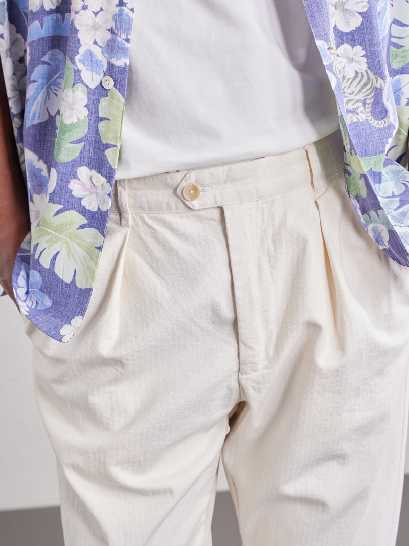 Trunk Straight-Leg Pleated Cotton Woven Trousers 5