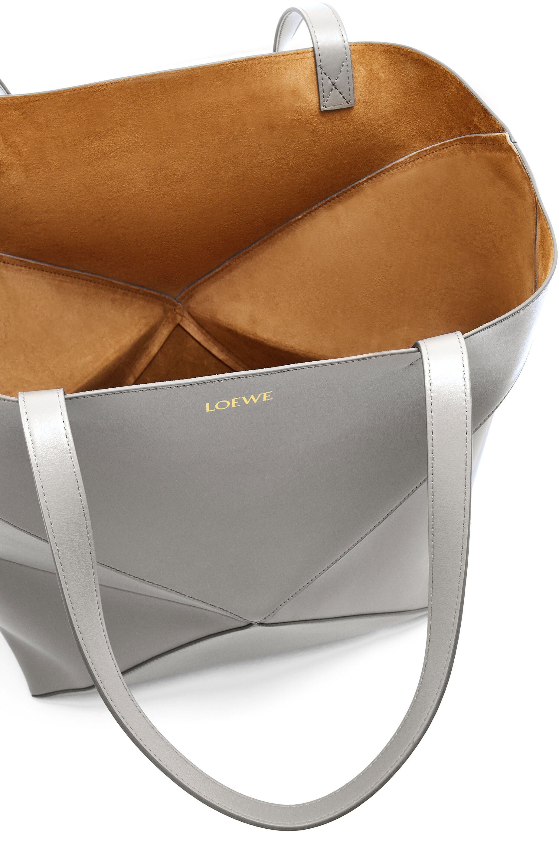 Large Puzzle Fold Tote in shiny calfskin - 8