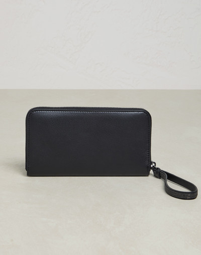 Brunello Cucinelli Matte calfskin wallet with precious zipper pull outlook
