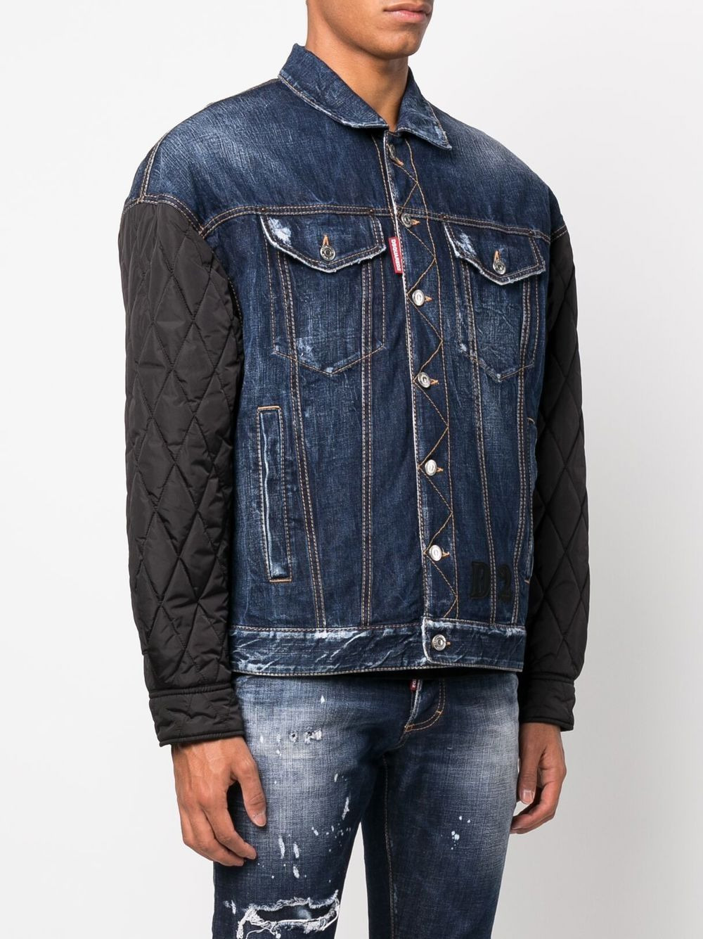 contrast-sleeve denim jacket - 3