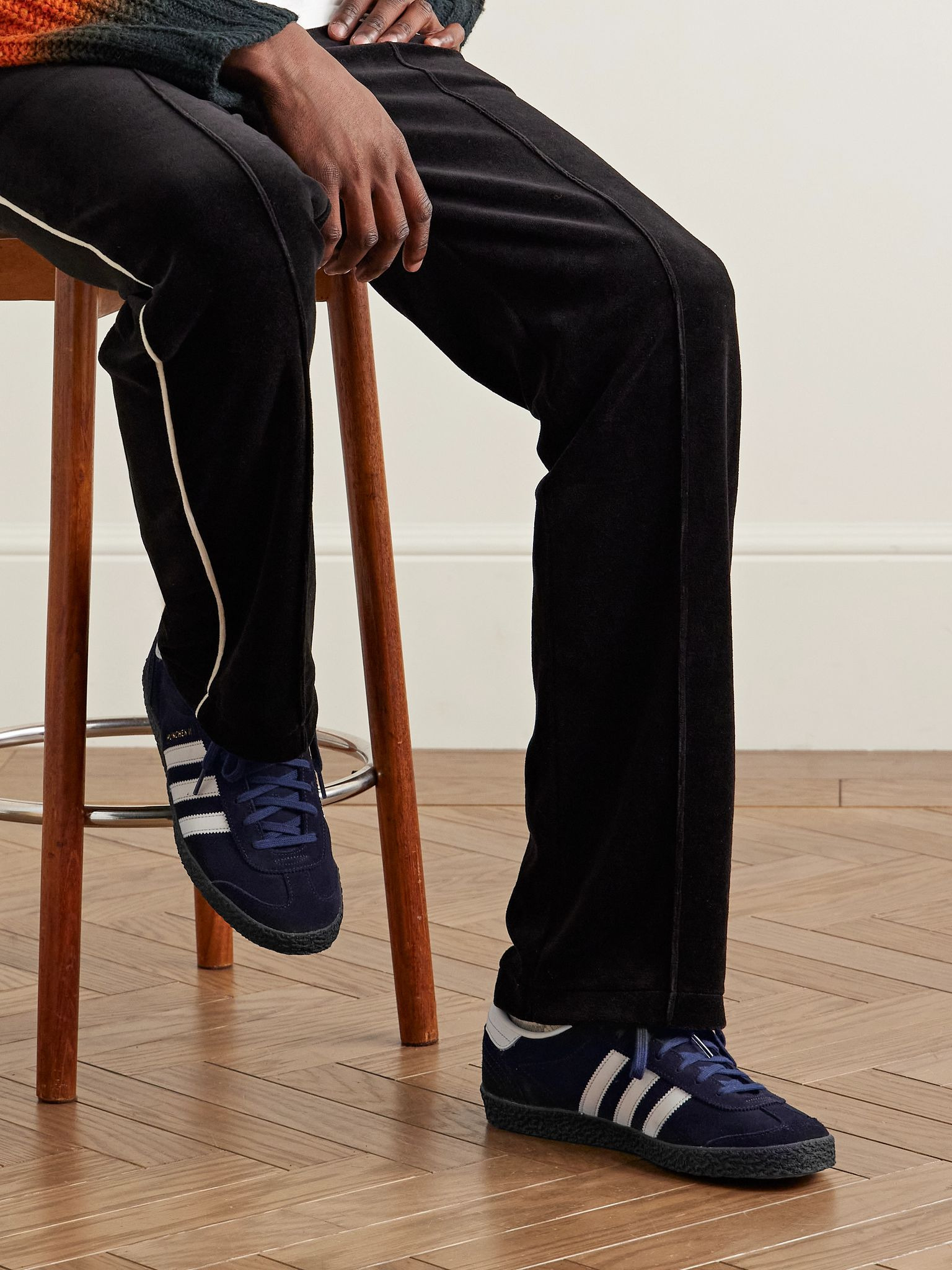 München II Spezial Leather-Trimmed Suede Sneakers Navy - 2