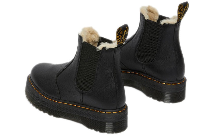 (WMNS) Dr. Martens 2976 Faux Fur Lined Platform Chelsea Boots 'Black' 25635001 - 5