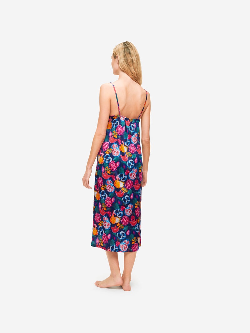 Women's Chemise Brindisi 78 Silk Satin Navy - 4