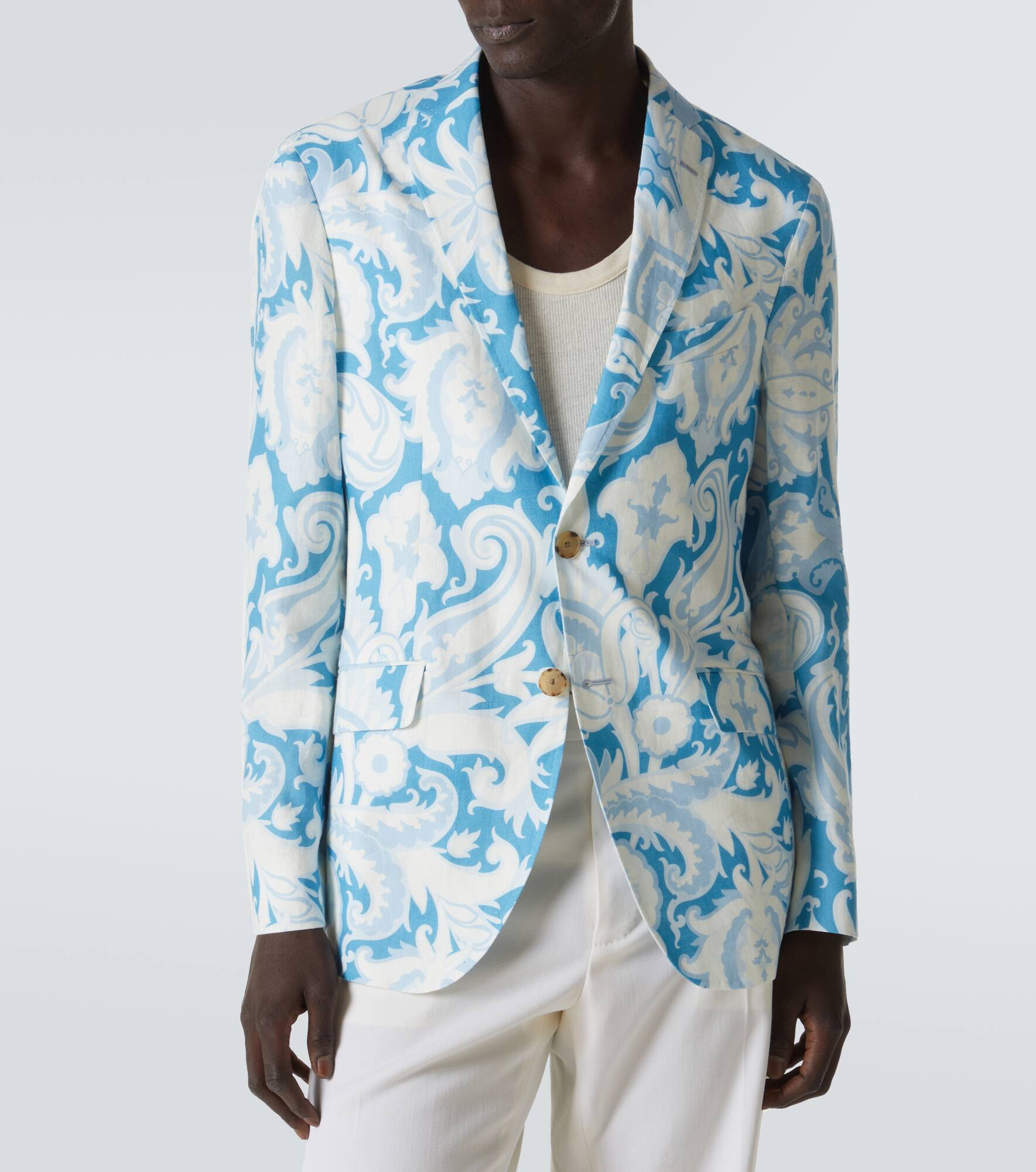 Printed single-breasted cotton blazer - 3