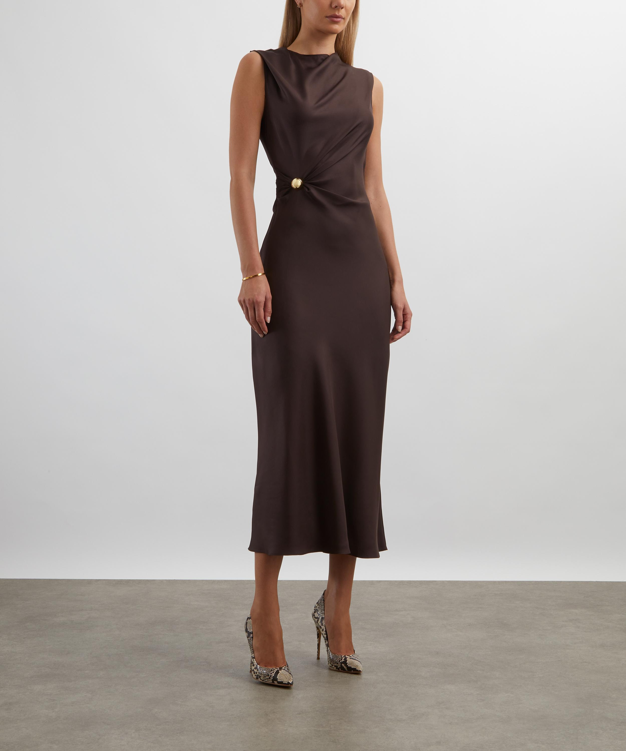 Roan Draped Silk-Twill Maxi Dress - 3