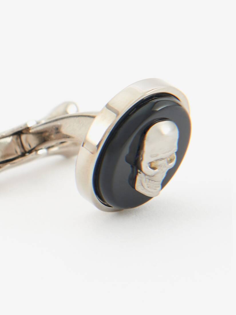 Men's Skull Stone Cufflinks in Black - 3