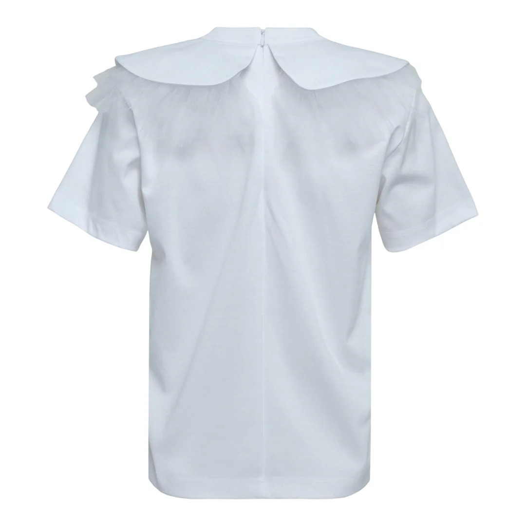 Cotton Ponte X Nylon Tulle Tee - 2