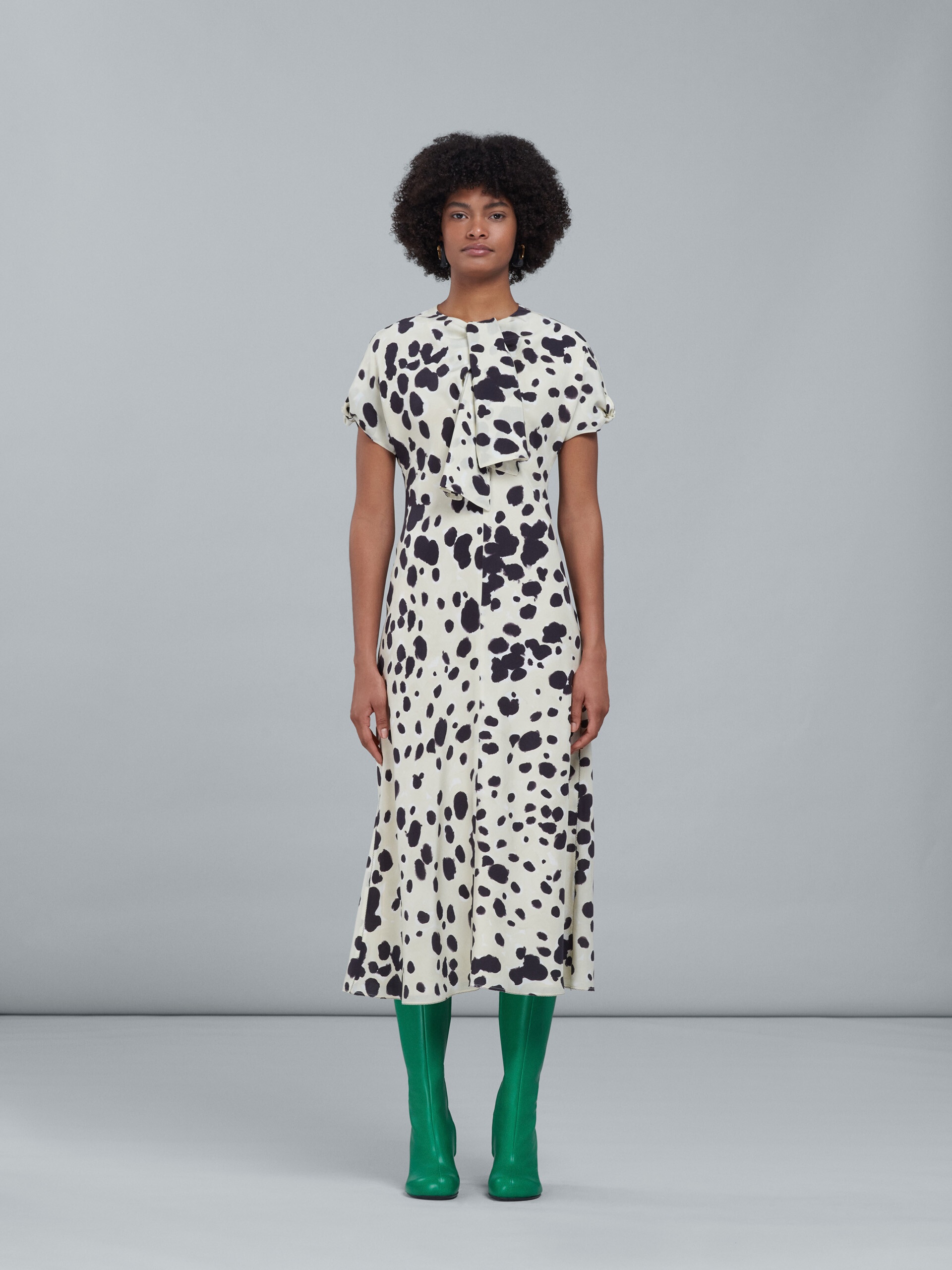 POP DOTS PRINT SILK CRÊPE LONG DRESS - 2