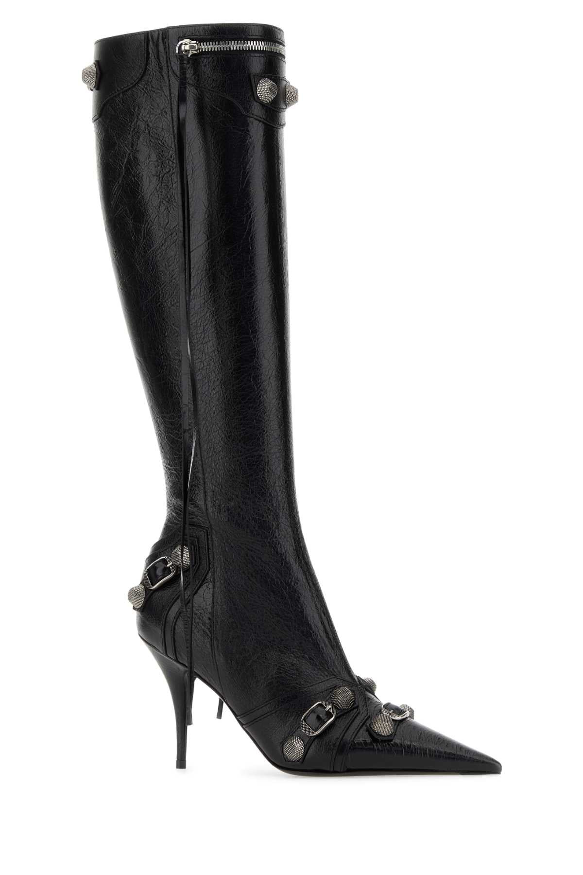 Balenciaga Women Black Leather Cagole Boots - 2