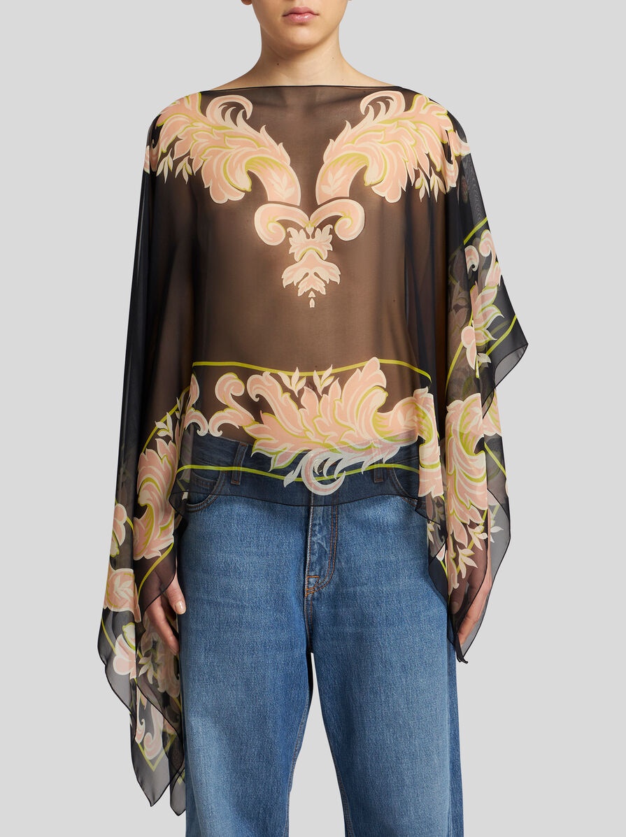 PRINTED SILK PONCHO - 2