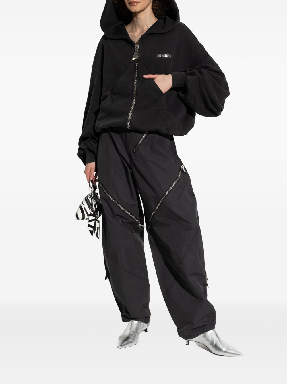 front-zip cotton hoodie - 2